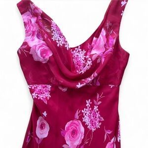 Betsy & Adam Vibrant Pink & Red Floral Dress